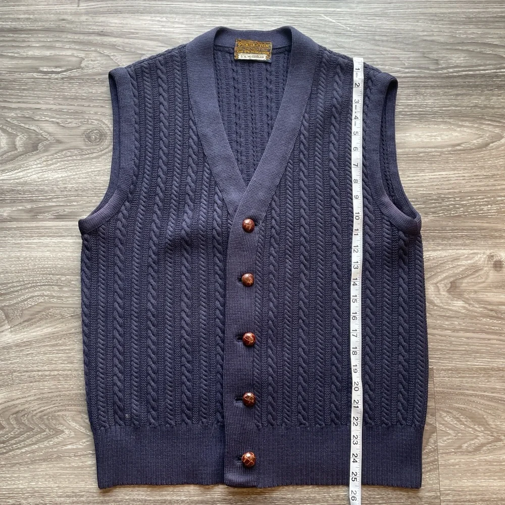 PENDLETON Cable Knit Vintage Vest. LARGE 100%pure virgin wool - Picture 3 of 11